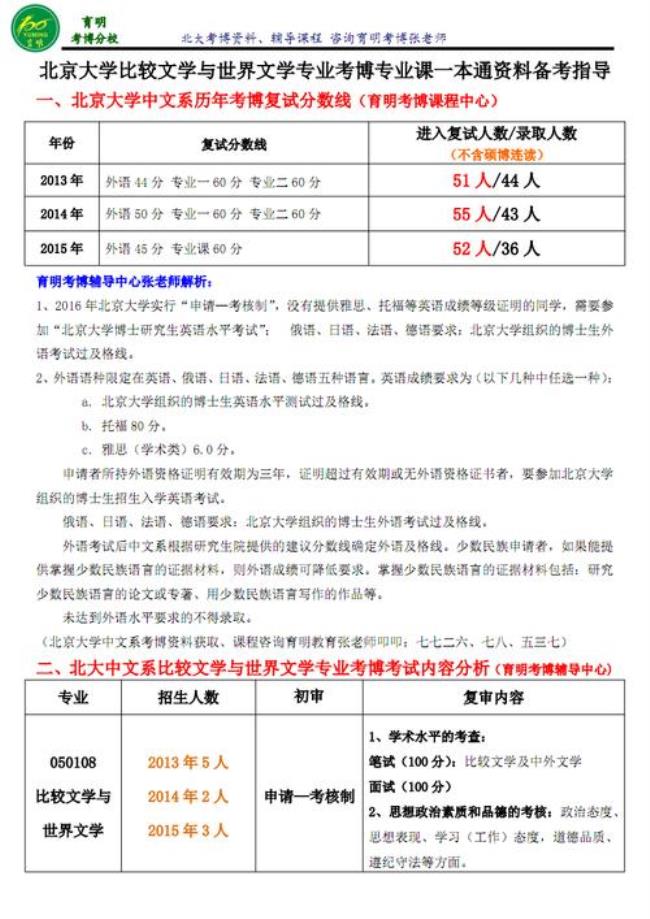 北京大学文学研究生报考条件