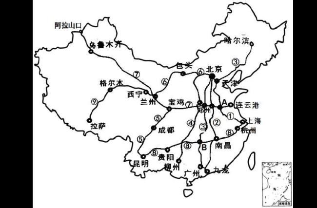 中国铁路中的四横五纵是指