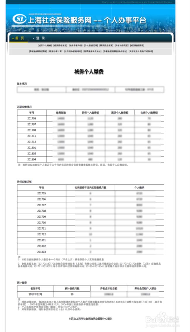 上海市查询综合保险缴费记录