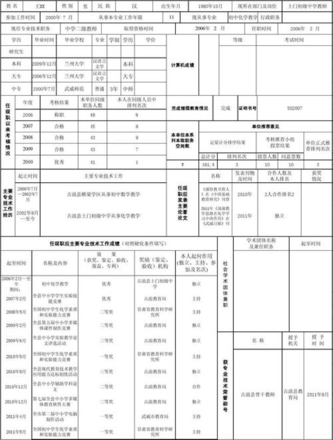 专业技术职务没有工作怎么填