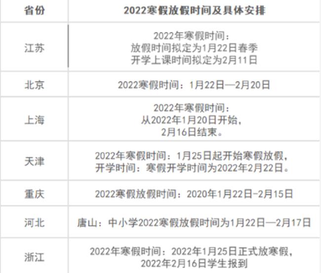 江西省萍乡市2022年寒假放假时间