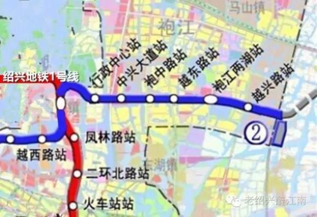 绍兴地铁1号线越城段路线