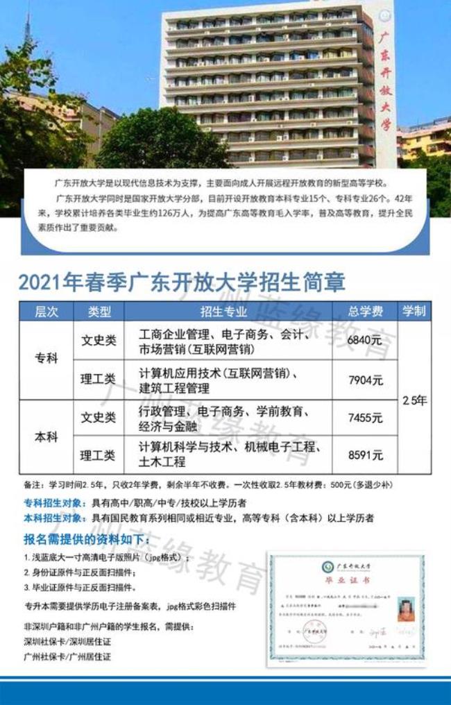 广东开放大学分校有哪些