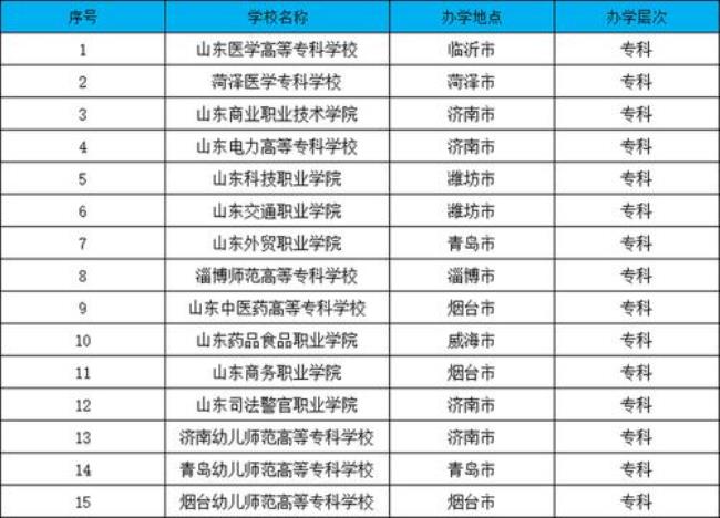 山东省民办专科学校排名