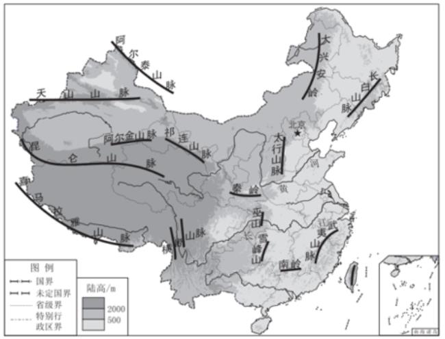 中国地形三个阶梯分界线图