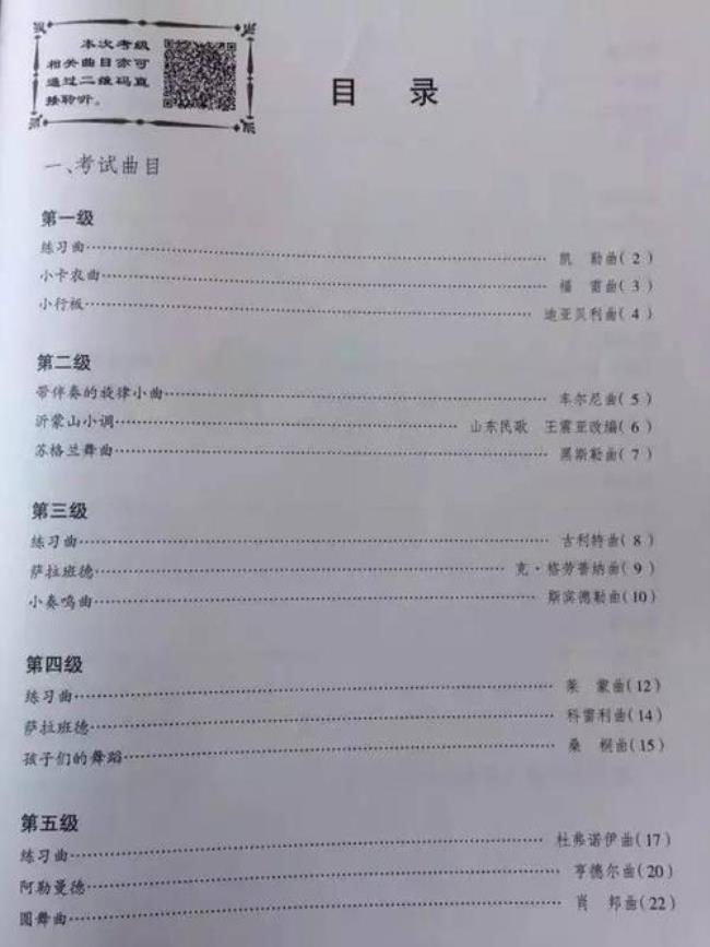 中国音协钢琴考级五级要求