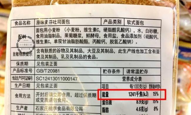 食品包装上的能量的什么意思