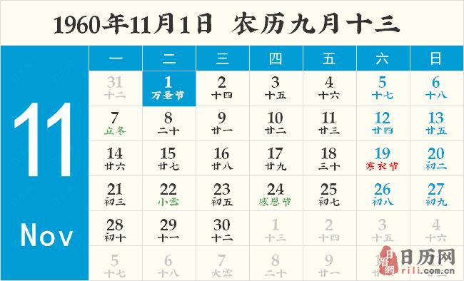 1966年1-12月农历阳历表