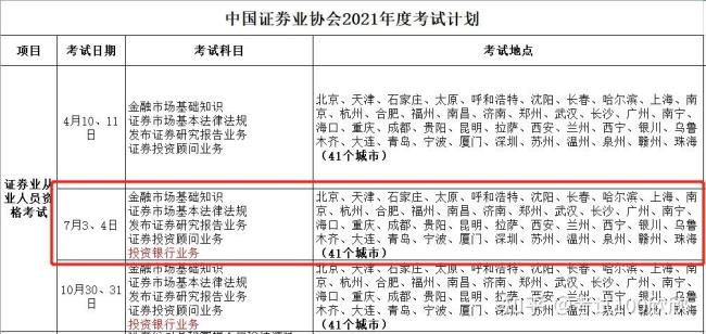 2022年一般证券从业资格考试时间