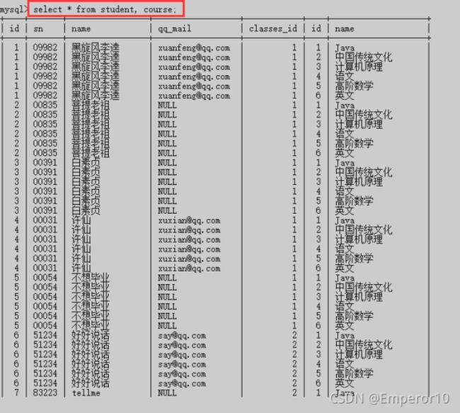 mysql多表查询sql语句怎么写