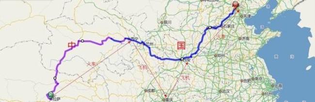 北京至西藏高铁路线图