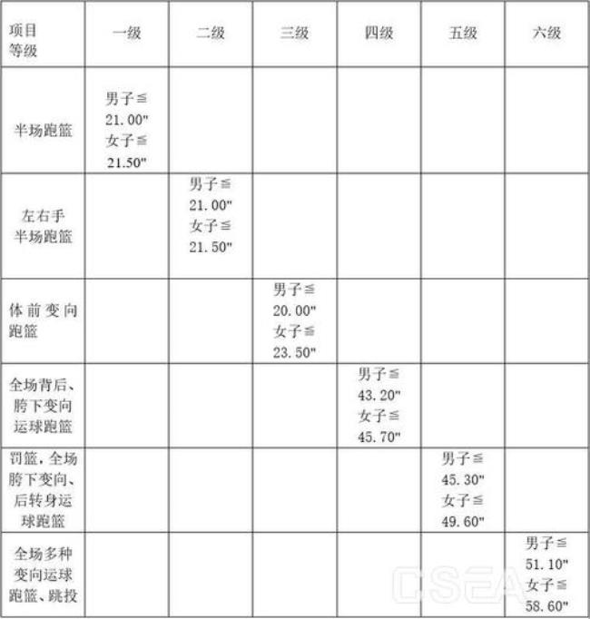 青少年运动等级标准