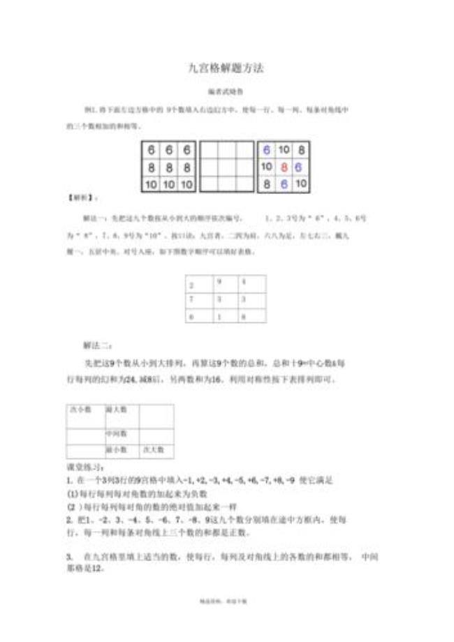 1-9九宫格解题思路有几种