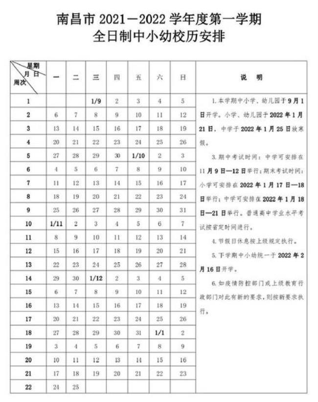 南昌师范学院2022年秋季开学时间