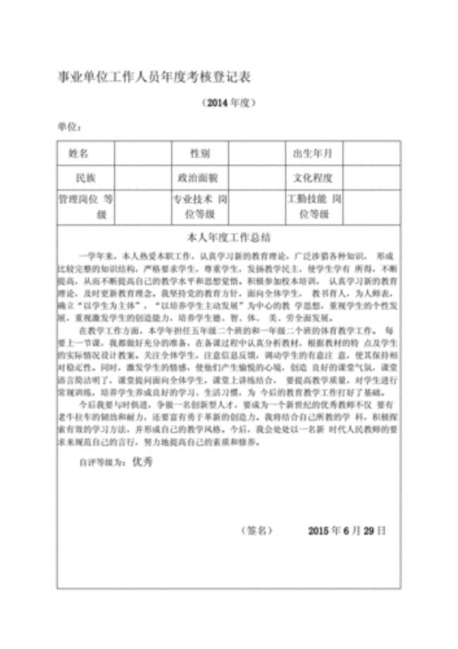 年度考核结果分为四个等级