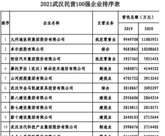 武汉民企十强排名