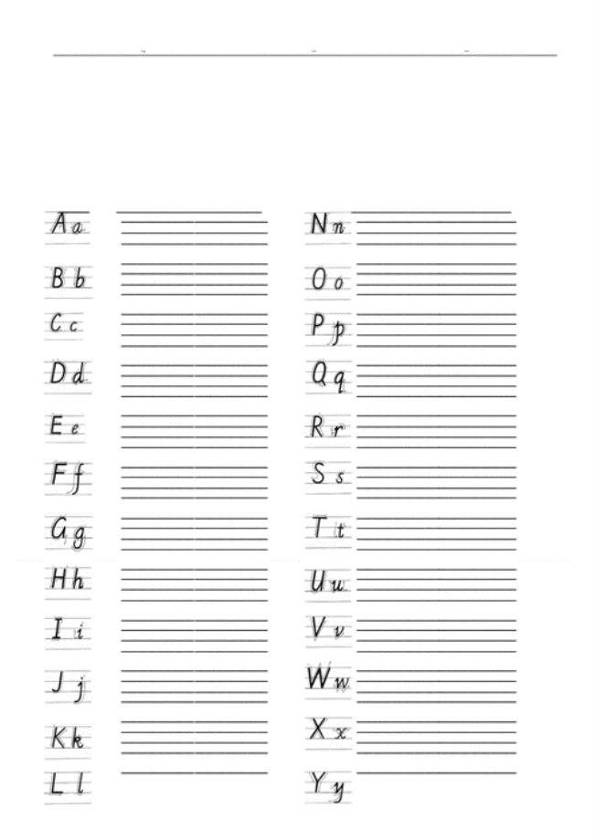 26英文字母书写表