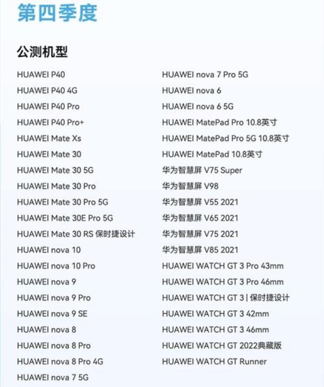 鸿蒙3.0第四批支持机型升级时间