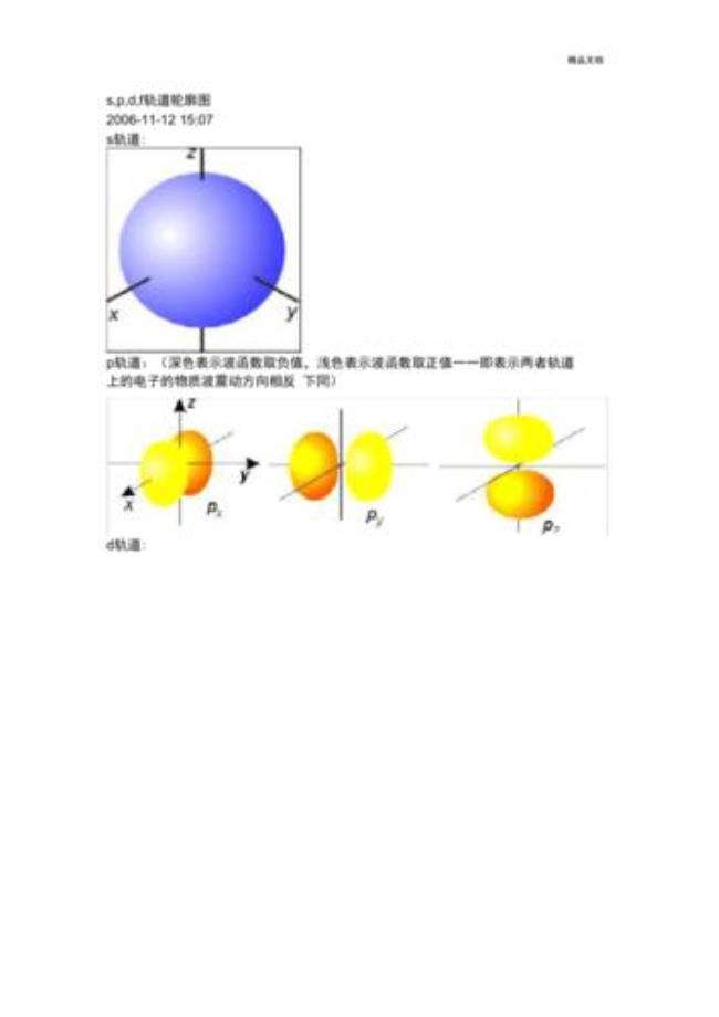 P轨道和d轨道的定义和举例