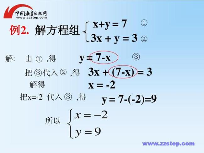 七年级解方程组代入法