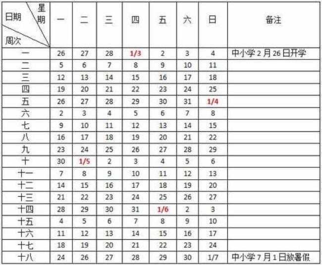 2011中小学放假时间表