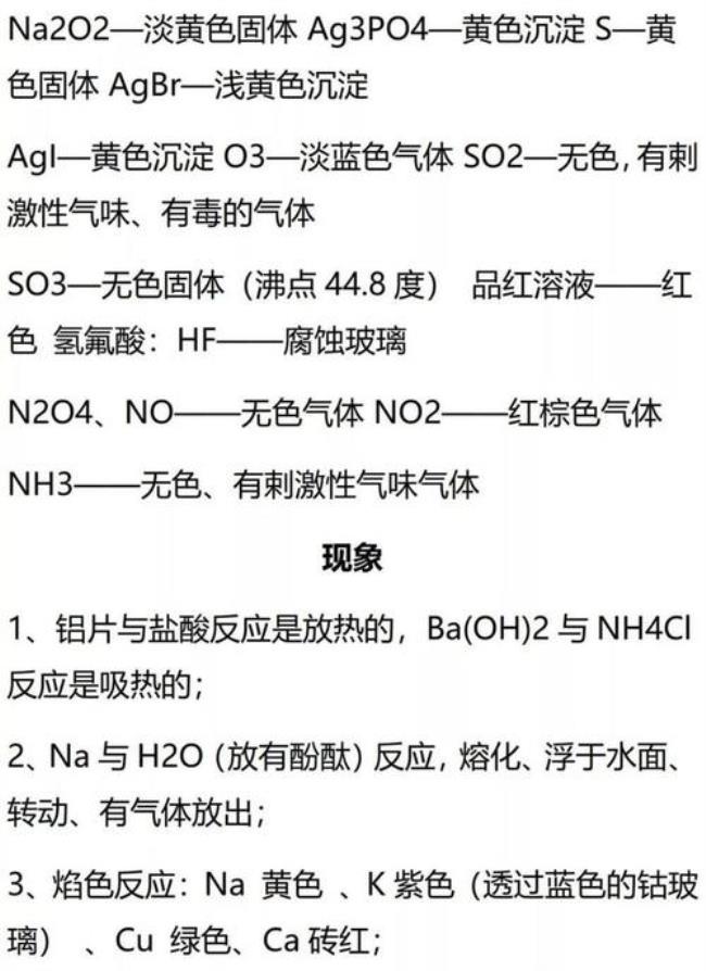 高中化学必须掌握的初中知识