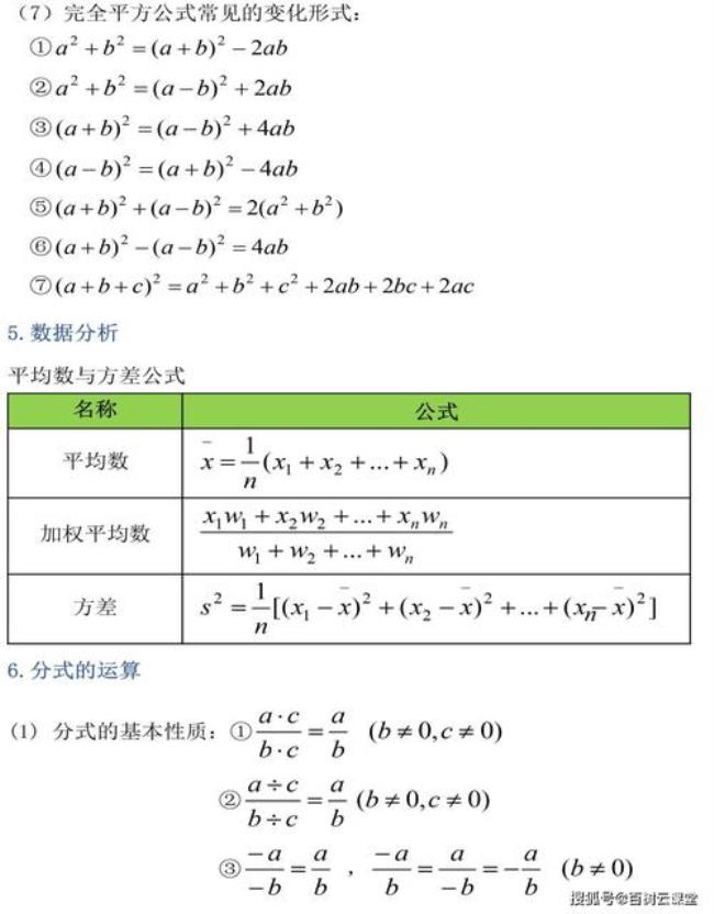 初一上册所有数学定理