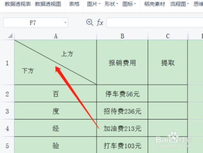 表格中怎样制作斜线和排字