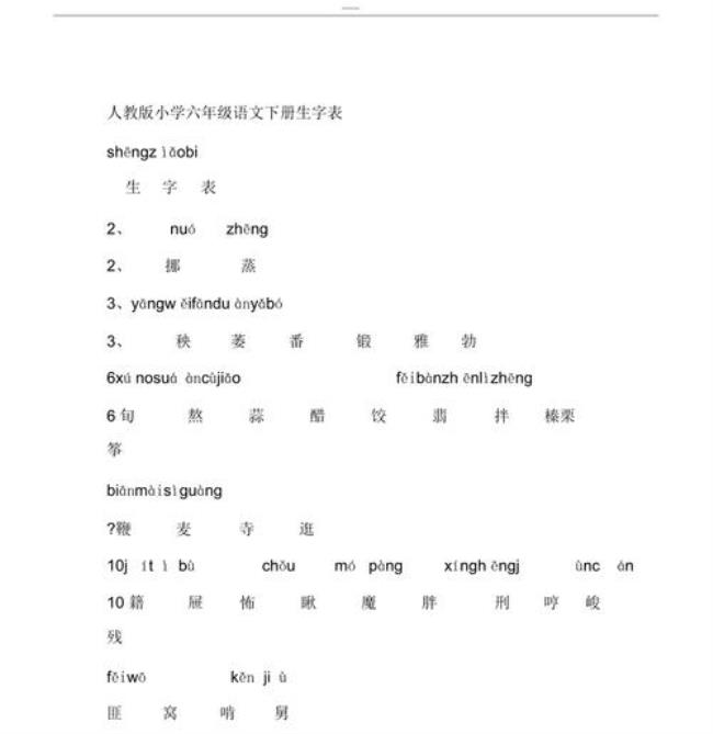 六年级语文要讲生字吗