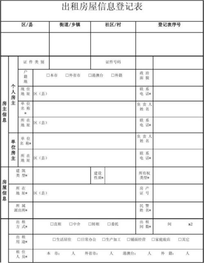 个人及家庭房屋信息表有效期