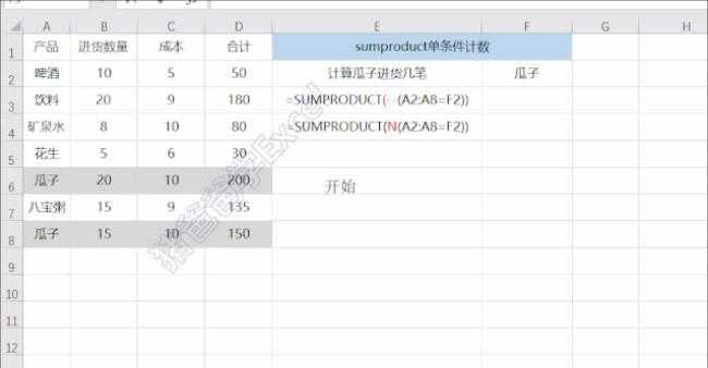 sumproduct函数怎么去掉重复的数据