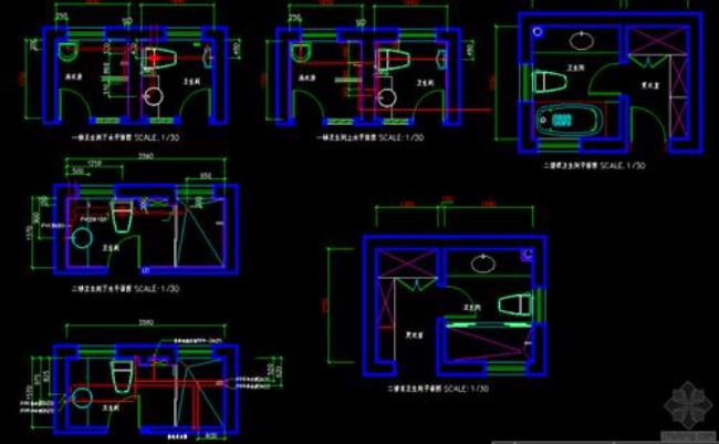 CAD卫生间平面图上的圆圈啥意思