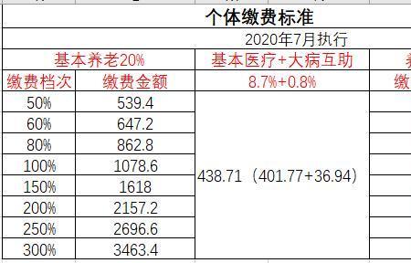 成都社保缴费标准表