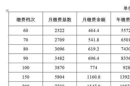 个体工商户缴费三个档次表