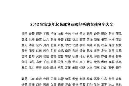 2014年出生的女宝宝名字大全