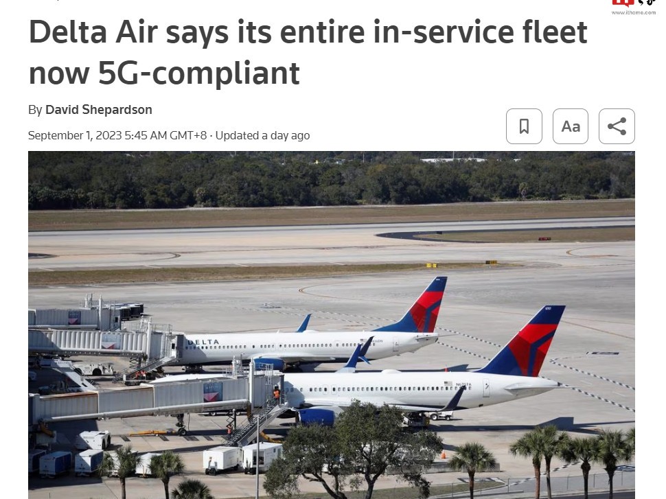 达美航空更新机队 担心5G干扰飞机高度计
